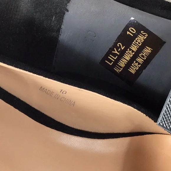 🪭 BESTON ‘Lily-2’ Black Faux Suede Embellished Point Toe Block Kitten Heel - Picture 5 of 10